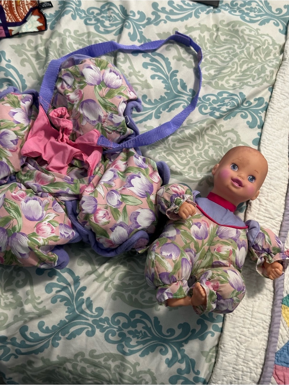 Floral Purple & Pink Baby Doll with Matching Outfit - Kids Toys